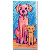 Painting by numbers for children dog and cat